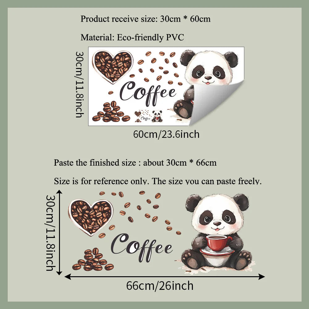 🐼☕ Naklejka ścienna – Panda pijąca kawę 🐼☕