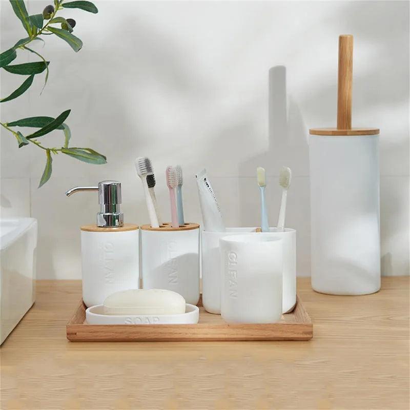 Zestaw Łazienkowy – Uchwyt na Szczoteczki, Kubek, Mydelniczka i Dozownik 🚿🛁