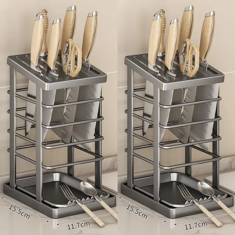 Wielofunkcyjny Stojak na Noże z Tacką Odkapową 🍴✨