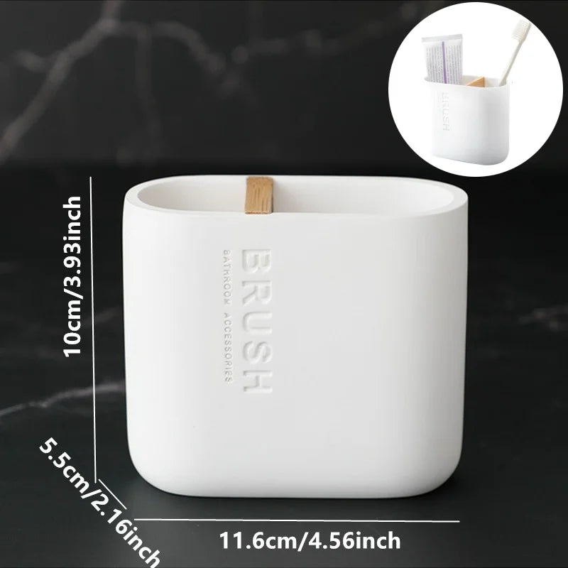 Zestaw Łazienkowy – Uchwyt na Szczoteczki, Kubek, Mydelniczka i Dozownik 🚿🛁