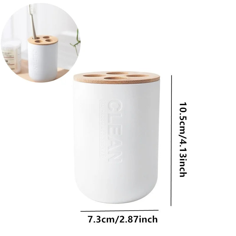 Zestaw Łazienkowy – Uchwyt na Szczoteczki, Kubek, Mydelniczka i Dozownik 🚿🛁